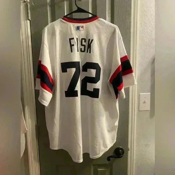 Mens Carlton Fisk Chicago White Sox Jersey Nike in red white& blue size XL - Picture 1 of 9
